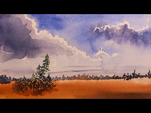 Видео: Как нарисовать тучи акварелью