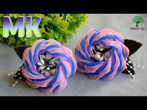 Видео: Необычный лепесток  Двухцветные бантики из органзы быстро и просто\Master diy  канзаши
