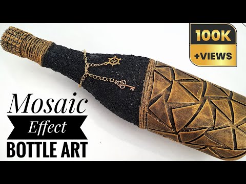 Видео: Переделанная бутылка с мозаичным эффектом / Смешанная техника антикварного искусства на бутылке /...