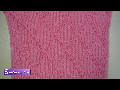 Видео: Как вязать Узор РОМБЫ из лицевых и изнаночных петель. Теневые узоры спицами № 178