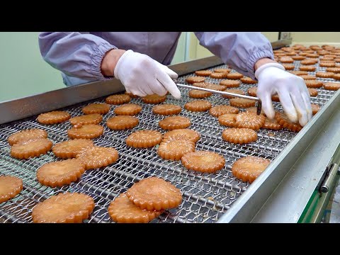 Видео: Корейский традиционный процесс массового производства медового печенья. Завод производству закусок