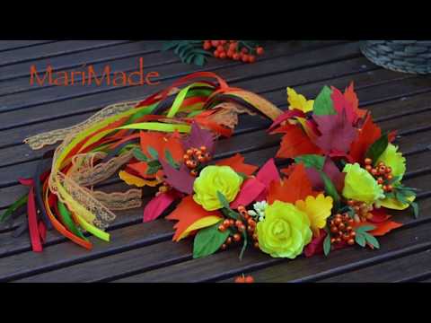 Видео: Канзаши Венок из Листьев Осенний Бал Kanzashi Hair Crown Autumn Leaves