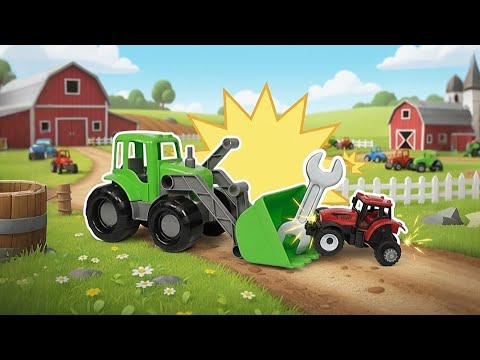 Видео: ЗЕЛЁНЫЙ ТРАКТОР СПАСАЕТ! 🚜 ЧИНИМ СЛОМАННОЕ КОЛЕСО КРАСНОМУ ТРАКТОРУ! Машинки для детей