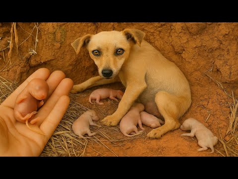 Видео: Я был в шоке! Собака-мама 🐕 родила 6 щенков одна в горах — концовка была трогательной ❤️