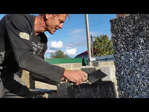 Видео: Строительство дома из арболита - выложено 6 рядов