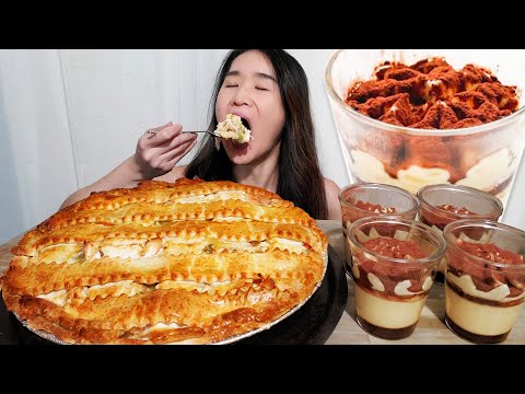 Видео: Ем сливочный 6-фунтовый куриный пирог с тирамису и мисочки из Costco! Мукбанг ASMR