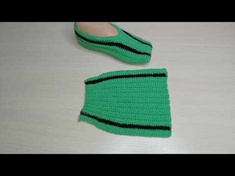 Видео: шұлықты тез тоқып үйрену. следки одним полотном из остатков пряжи. crochet slippers