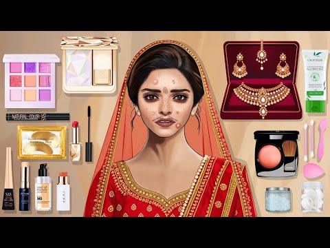 Видео: ASMR МАКИЯЖ полная версия. Превращение из простой девушки в богатую индийскую невесту, анимация 👰‍♀️