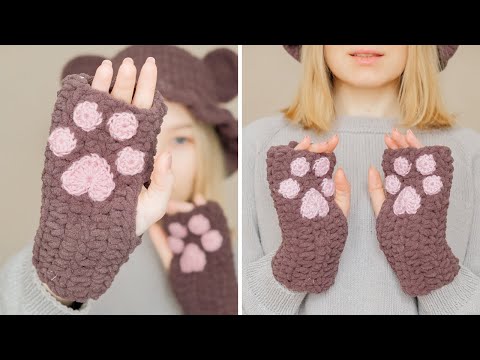 Видео: "Кошачьи лапки" МИТЕНКИ крючком I Тренд TikToK 🔥