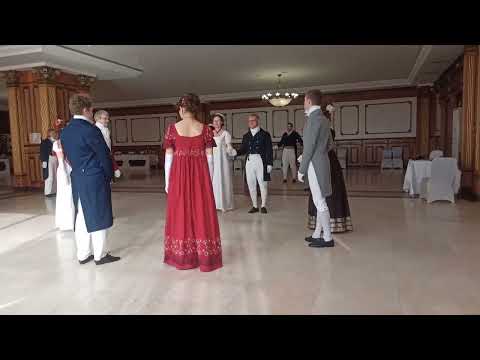 Видео: Французская кадриль по Страти (в каре) 1,2,3,4 фигура