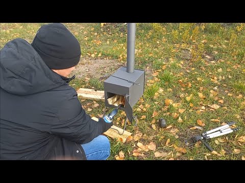 Видео: Приобрели дровяную  печь "Карасик" для зимней палатки, первая растопка и обжиг....