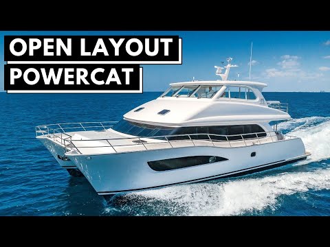 Видео: Horizon PC60 Luxury Power Catamaran Open Layout Yacht Tour Круизная лодка с сафари