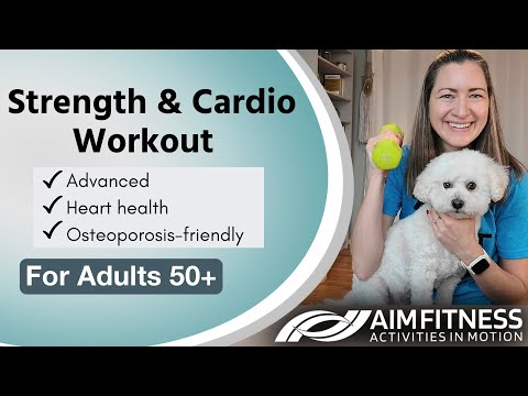 Видео: Продвинутая силовая и кардио-тренировка | Взрослые 50+ | Упражнения, благоприятные для людей с ос...