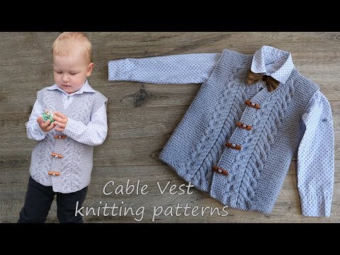 Видео: Жилет с косами мальчику спицами | Cable Vest knitting patterns