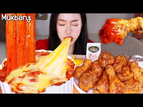 Видео: Горячий сыр Ттеокбокки и медовый комбо жареной курицы ASMR MUKBANG