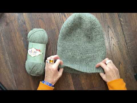 Видео: Довязала Шапку резинкой 1*1 из Alize alpaca royal NEW 🧶 #инфобокс