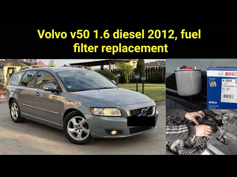 Видео: Volvo v50 1.6 diesel 2012, fuel filter replacement. Вольво В50. Замена топливного фильтра.
