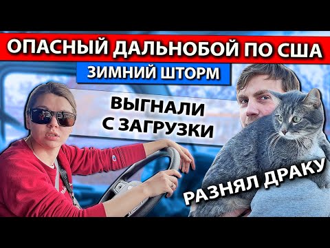 Видео: Опасный горный перевал в зимний шторм | Дальнобойщиков выгнали с загрузки | Работа на фуре в США
