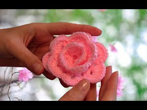 Видео: Цветок роза крючком/Пошаговый МК для начинающих