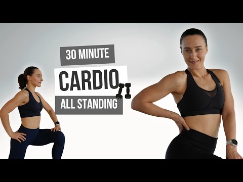 Видео: 30-минутная низкоинтенсивная кардио-тренировка — стоя | Без прыжков | Лёгкий вес | Тренировка для...