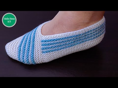 Видео: Вязаные тапочки с полосками