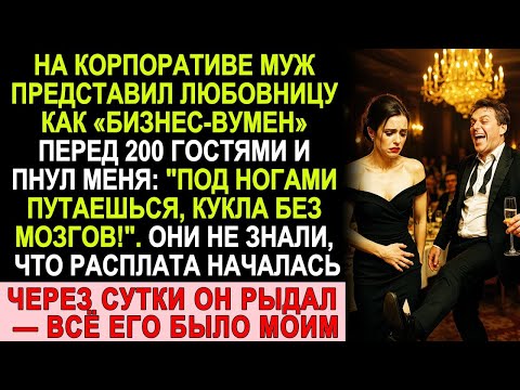 Видео: Муж унизил меня на корпоративе перед 200 гостями — но уже через сутки всё его стало моим!