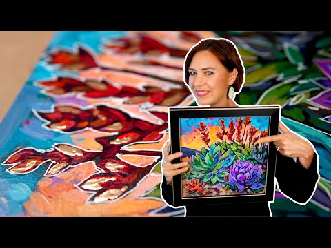 Видео: Процесс рисования суккулентов и эксперименты с жидкими листьями