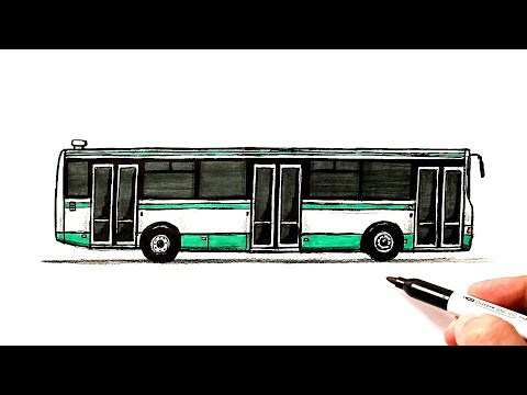 Видео: Как нарисовать Автобус ЛиАЗ-5256