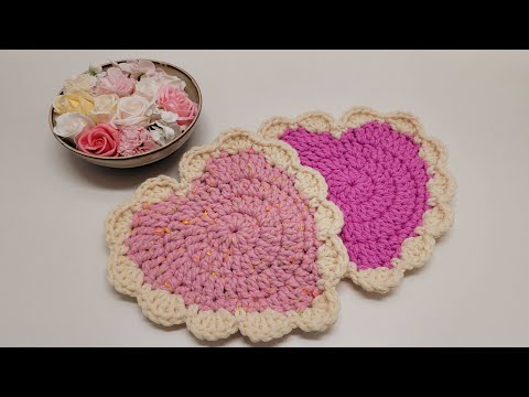 Видео: Простой урок по вязанию крючком сердечек для подставок и не только