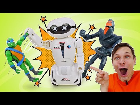 Видео: Видео игры для детей - Черепашки Ниндзя спасают Робота! Макробот YCOO и крутые игрушки для мальчиков