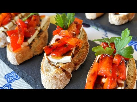 Видео: Брускетта с болгарским ПЕРЦЕМ и сыром ФЕТА! Быстрая закуска