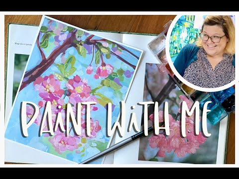 Видео: Рисуй со мной — рисование цветка яблони-краба гуашью