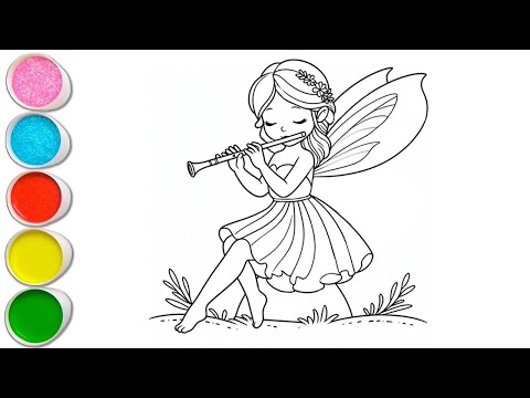 Видео: Рисунок милой феи для детей, Рисование и раскрашивание для детей, Малыши | Давайте рисовать вместе