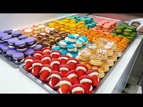 Видео: Сделать Разнообразие Macarons | Известный магазин в Корее [ASMR]