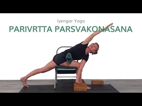 Видео: Вариации Парвритты со стулом — средний уровень — йога Айенгара