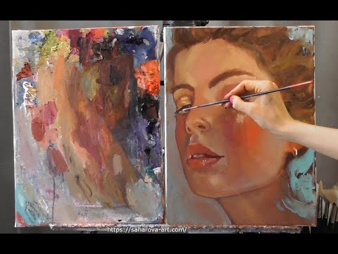 Видео: Быстрый набор портрета. Современная масляная живопись. Импрессионизм. Художник Фания Сахарова