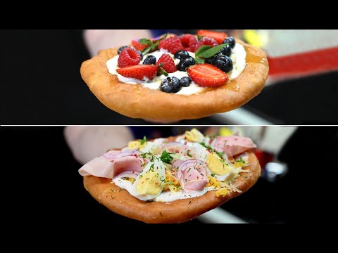 Видео: Венгерский Лангош. Рецепту теста 200 лет. Соус Лечо. Четыре начинки. Лепёшка Лангош от Шефа Андрея