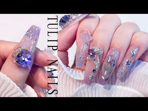 Видео: Красивый маникюр с тюльпанами🌷💜 Легкая градация! гелевое наращивание