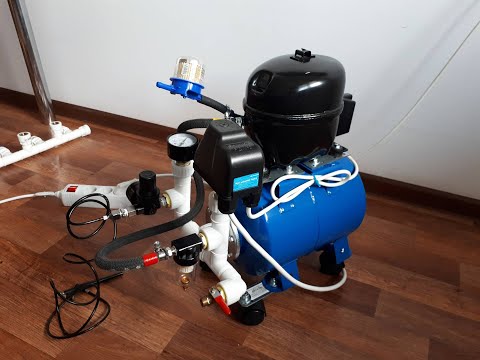 Видео: Тихий компрессор из мотора от холодильника и гидроаккумулятора