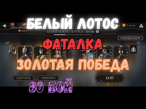 Видео: MK Mobile Башня Белого Лотоса  Фатально 80 бой Золото без снаряжения текущей башни