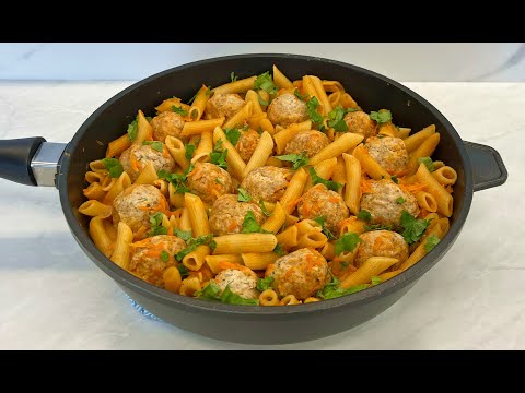 Видео: Быстрые Макароны на Сковороде с Фрикадельками Очень Вкусно и Просто!!! / Pasta with Meatballs