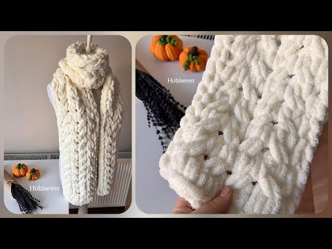 Видео: БЕЗ ИГЛЫ, БЕЗ КРЮЧКА 💥Сделаем шарф за один день 😍 Петлевая пряжа Alize Puffy/Пальцевое вязание