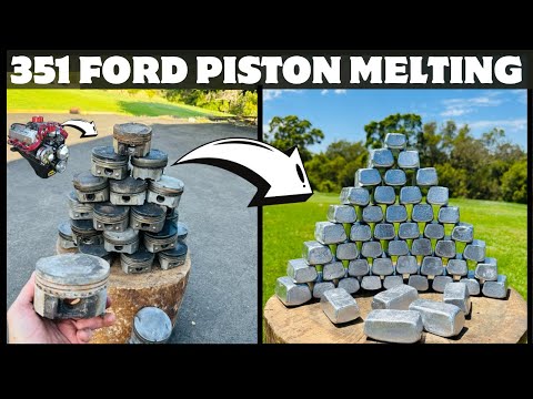 Видео: 351 Ford Cleveland Piston Melt Down - Массовые стержни - ASMR Плавление металла - BigStackD Casting