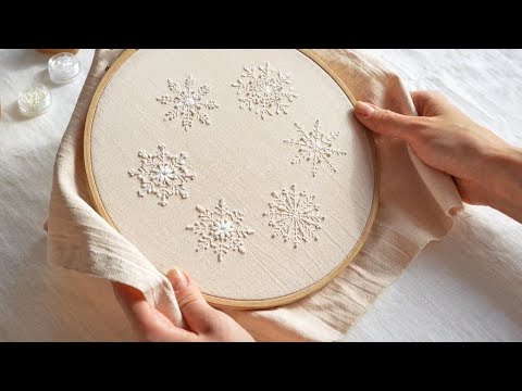 Видео: Схема для вышивки из 6 элементов "Снежинки"