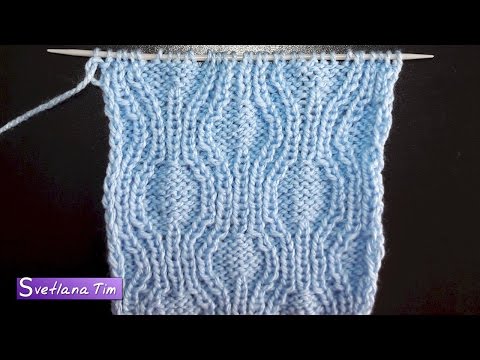Видео: Узор с Наклонными Лицевыми Петлями - схема и описание как вязать / ВЯЗАНИЕ СПИЦАМИ № 490