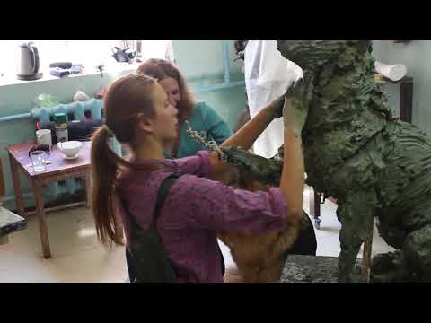 Видео: Лепка копии овчарки из глины