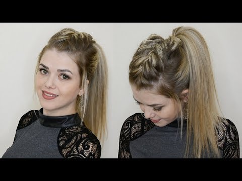 Видео: Прическа с плетением - Коса ИРОКЕЗ + Объемный Высокий Хвост / Прическа на последний звонок 2018