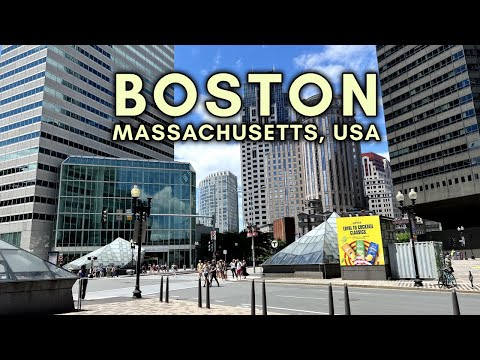 Видео: Пешеходная экскурсия по Бостону и путеводитель, США: Центр Бостона, Массачусетс - 4K
