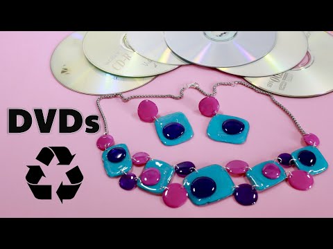 Видео: Как превратить DVD в красивую фиушу и колье и серьги из бирюзы
