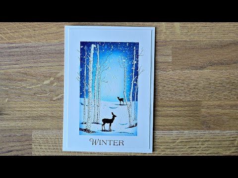 Видео: ПРОСТАЯ ЗИМНЯЯ СЦЕНА С ИСПОЛЬЗОВАНИЕМ ШТАМПОВ INKYLICIOUS #distressoxide #cardmaking